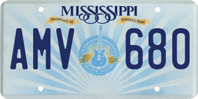 MS license plate AMV680