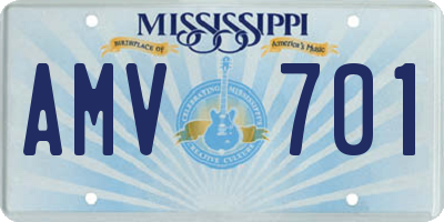 MS license plate AMV701