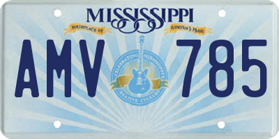 MS license plate AMV785