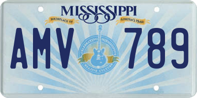 MS license plate AMV789