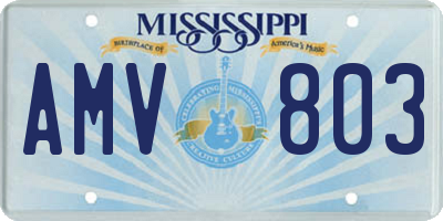 MS license plate AMV803