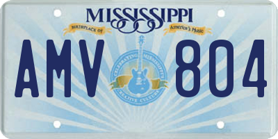 MS license plate AMV804