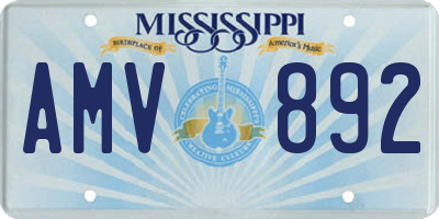 MS license plate AMV892