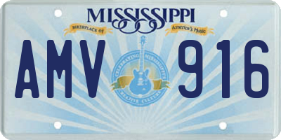 MS license plate AMV916