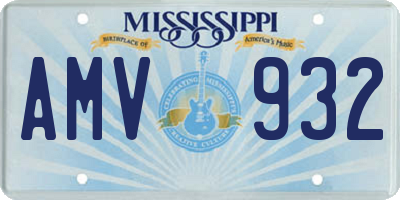 MS license plate AMV932