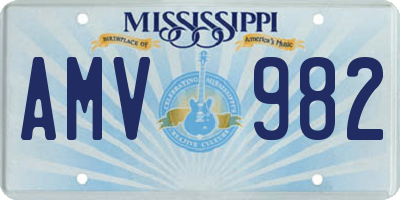 MS license plate AMV982