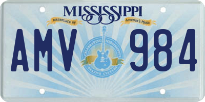 MS license plate AMV984