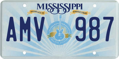 MS license plate AMV987