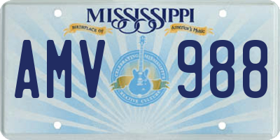 MS license plate AMV988