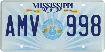 MS license plate AMV998
