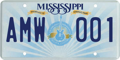 MS license plate AMW001