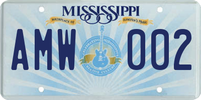 MS license plate AMW002