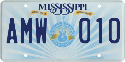 MS license plate AMW010