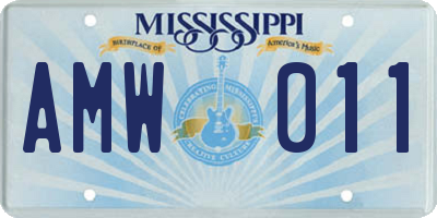 MS license plate AMW011