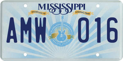 MS license plate AMW016