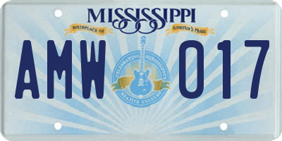 MS license plate AMW017