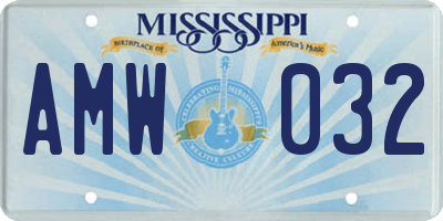 MS license plate AMW032