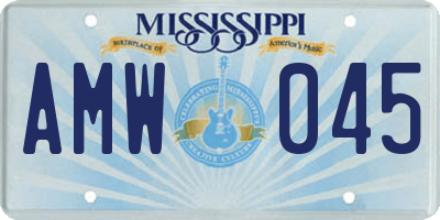 MS license plate AMW045