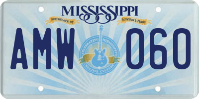 MS license plate AMW060