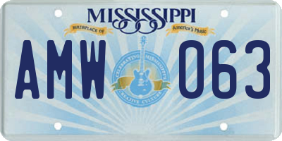 MS license plate AMW063