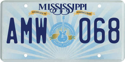 MS license plate AMW068