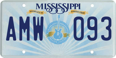 MS license plate AMW093