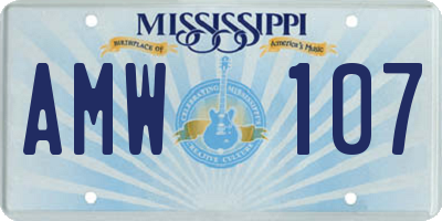 MS license plate AMW107