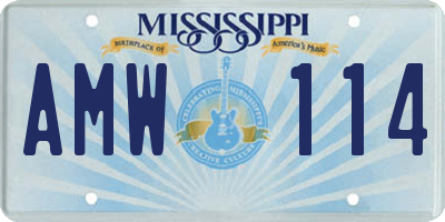MS license plate AMW114