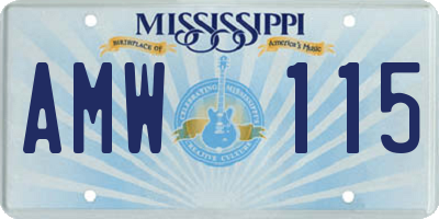 MS license plate AMW115