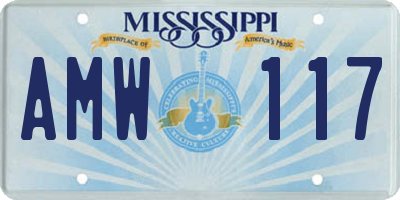 MS license plate AMW117