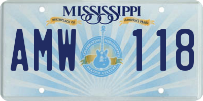 MS license plate AMW118