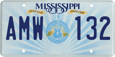 MS license plate AMW132