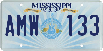 MS license plate AMW133