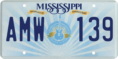 MS license plate AMW139