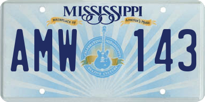 MS license plate AMW143