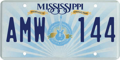 MS license plate AMW144