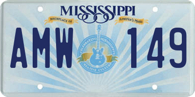 MS license plate AMW149