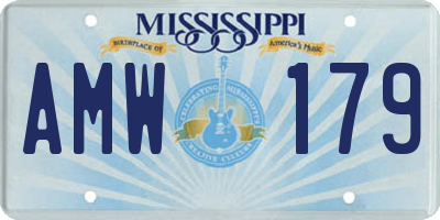 MS license plate AMW179
