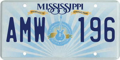 MS license plate AMW196