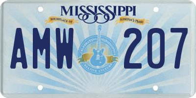 MS license plate AMW207