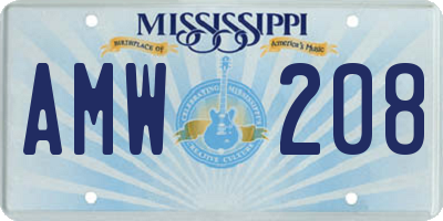 MS license plate AMW208
