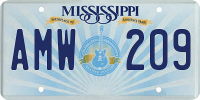 MS license plate AMW209