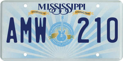 MS license plate AMW210