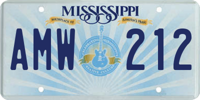 MS license plate AMW212