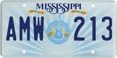 MS license plate AMW213