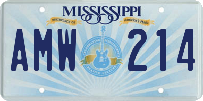 MS license plate AMW214