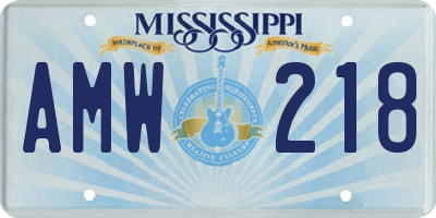MS license plate AMW218