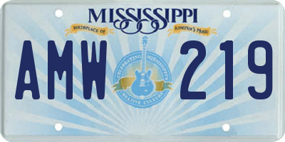 MS license plate AMW219
