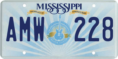 MS license plate AMW228