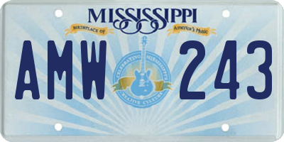 MS license plate AMW243